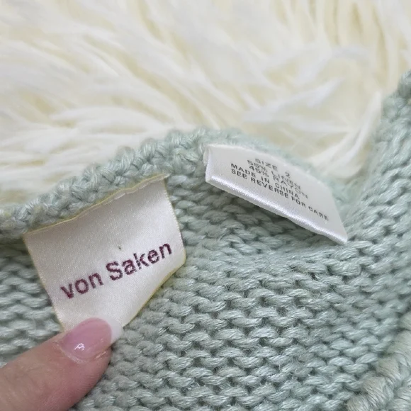 Von Saken Vintage 90s Mint Knit Sweater Dress - Picture 3 of 6
